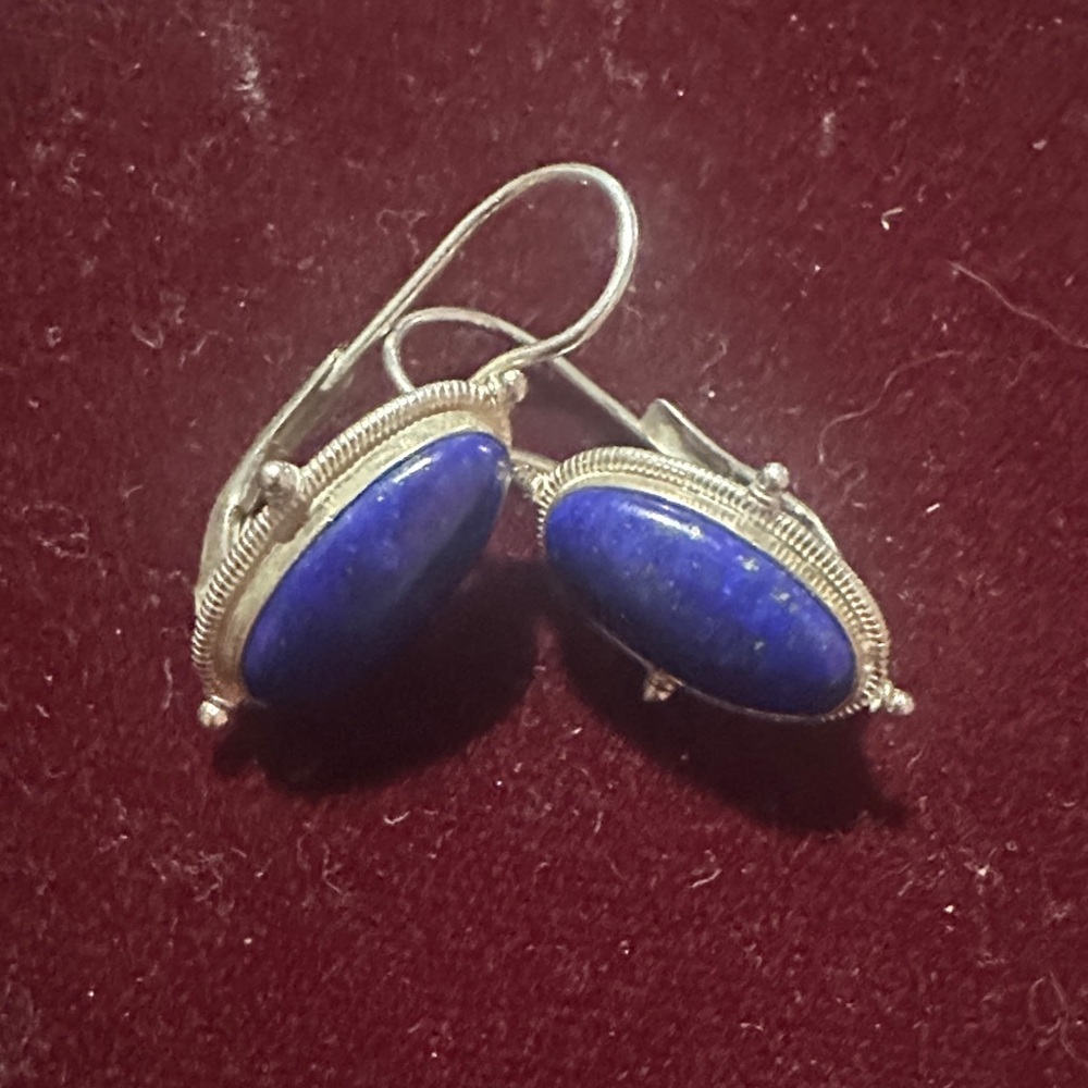 925 VTG Lapis Lazuli Oval Earrings